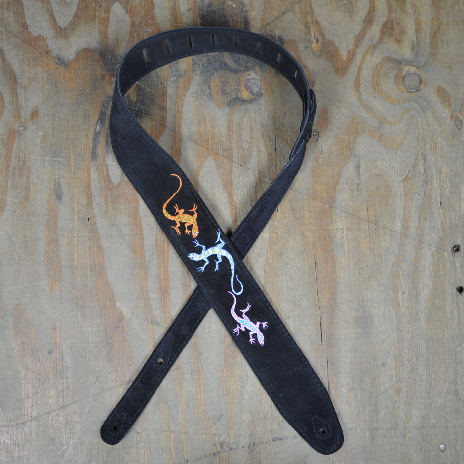 Colonial Leather DSS-ED13 Double Suede Embroidered Strap - Lizards