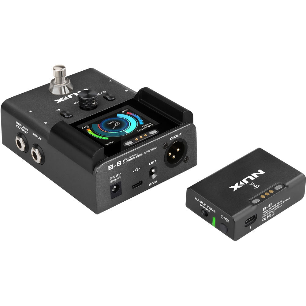 NU-X B-8 Professional Instrument Digital Wireless System with Pedal Receiver 2.4 GHz Interference-free Broadcasting Frequency