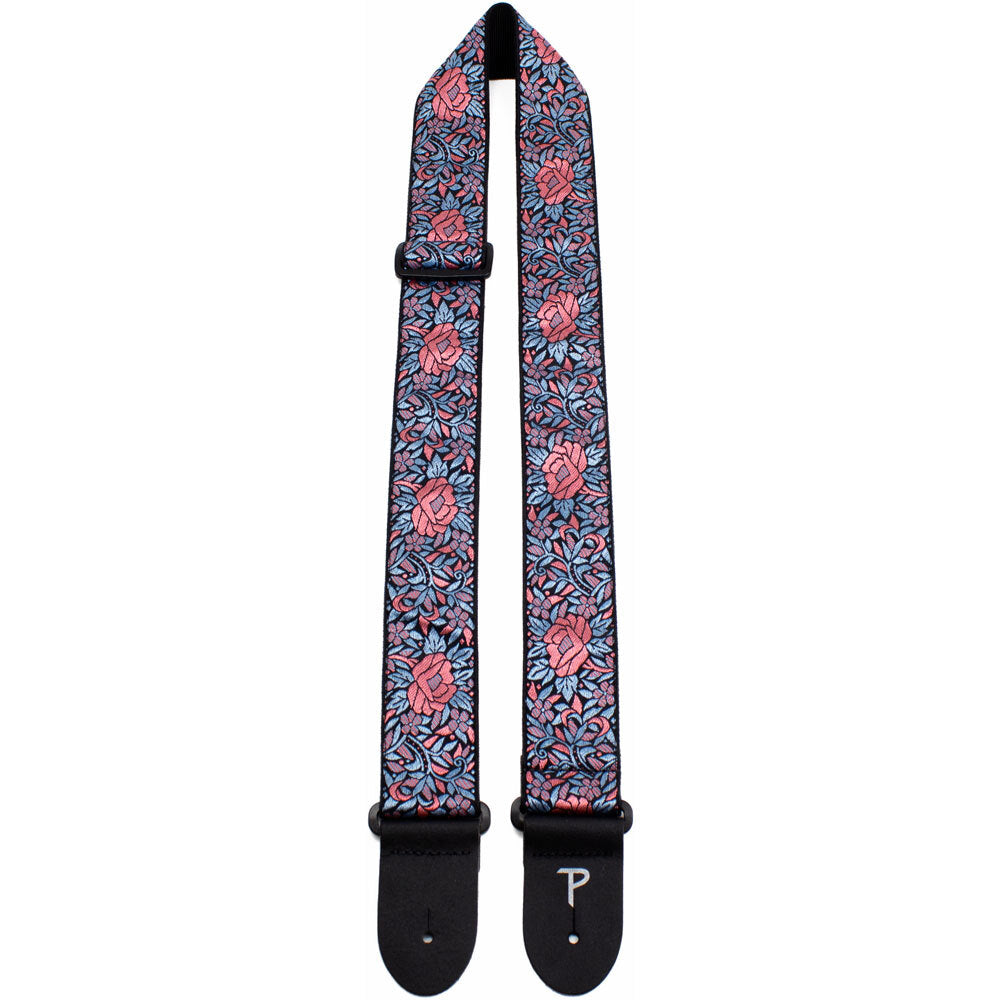 Perris 2" Blue & Red Floral Jacquard Poly Strap - PS7275