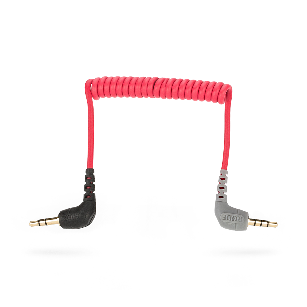 Rode SC7 3.5mm TRS to TRRS patch cable. Allows the VideoMic GO to connect to TRRS compatible devices such as the iPhone or iPad.
