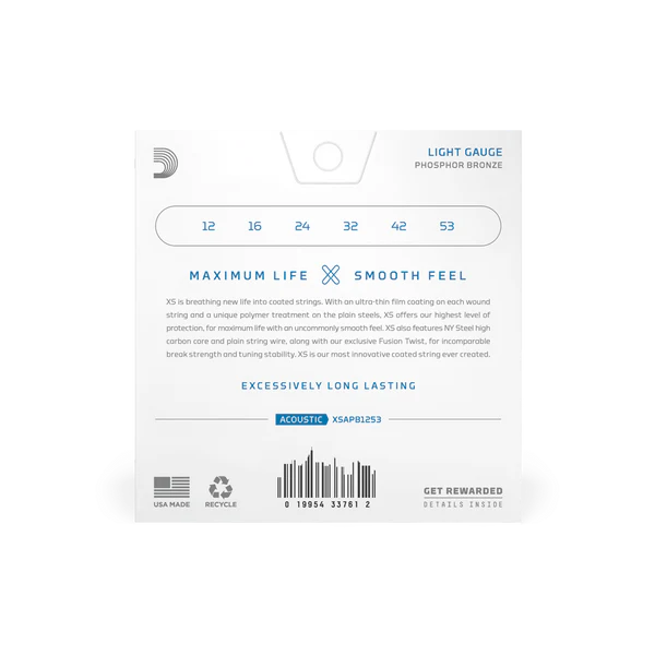 D'Addario XSAPB1253 Acoustic Phosphor Bronze, Light, 12-53