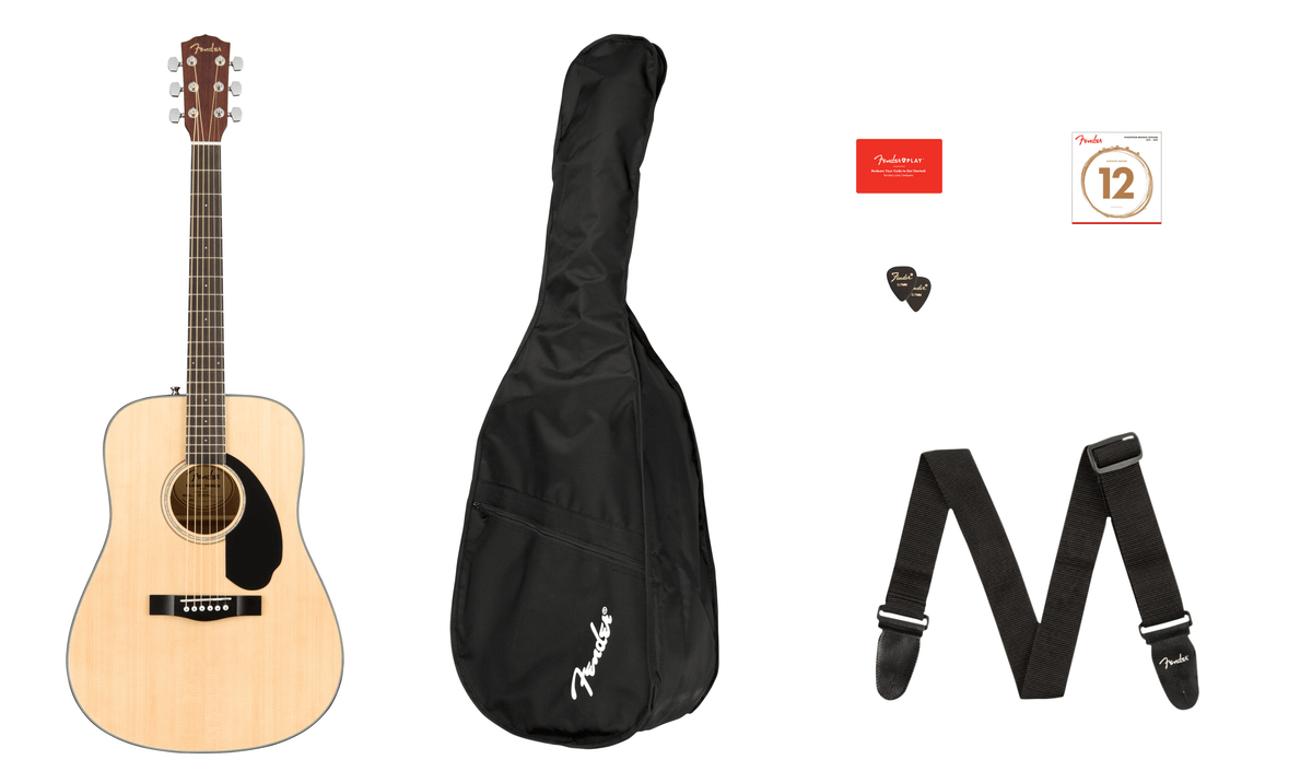 Fender CD-60S Solid Top Dreadnought Pack V2, Natural
