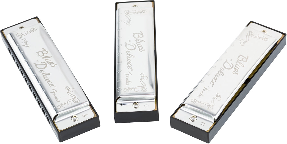 Fender Blues  Deluxe Harmonica 3 Pack C,G & A with Case