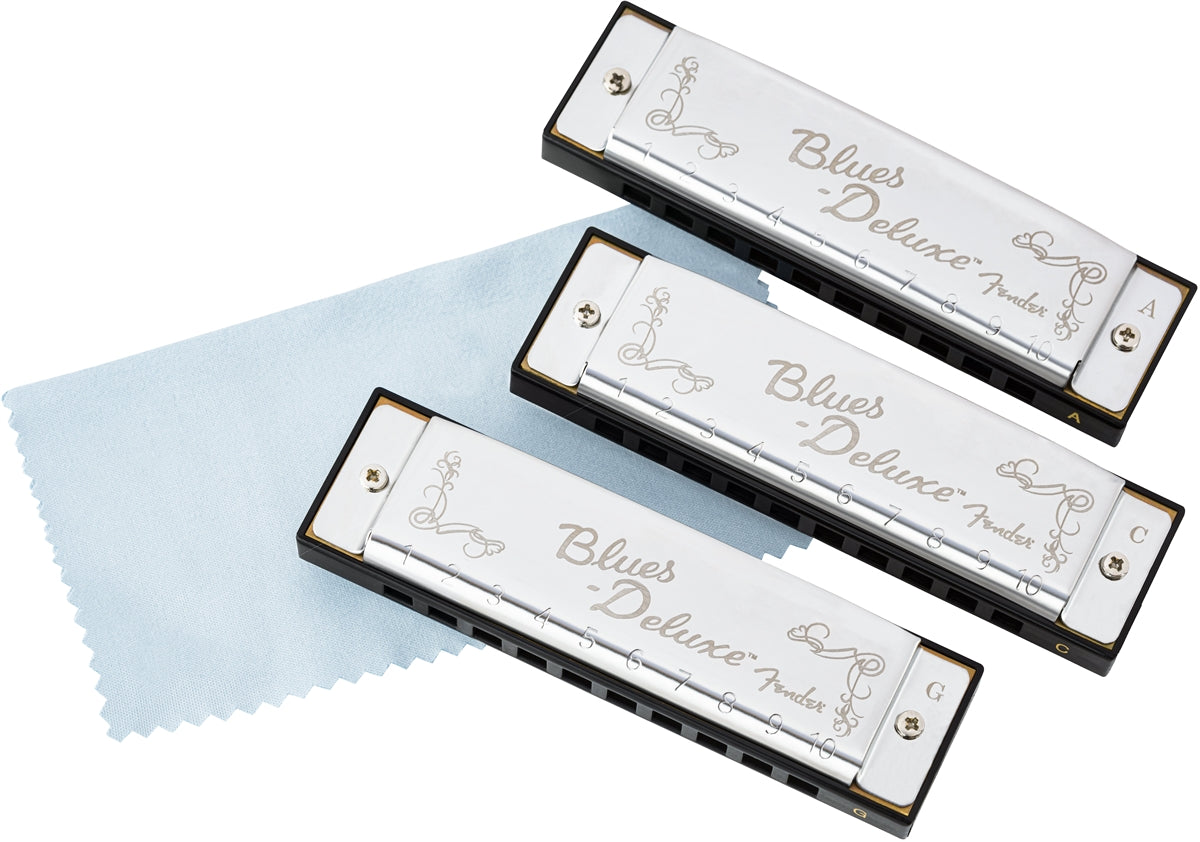 Fender Blues  Deluxe Harmonica 3 Pack C,G & A with Case