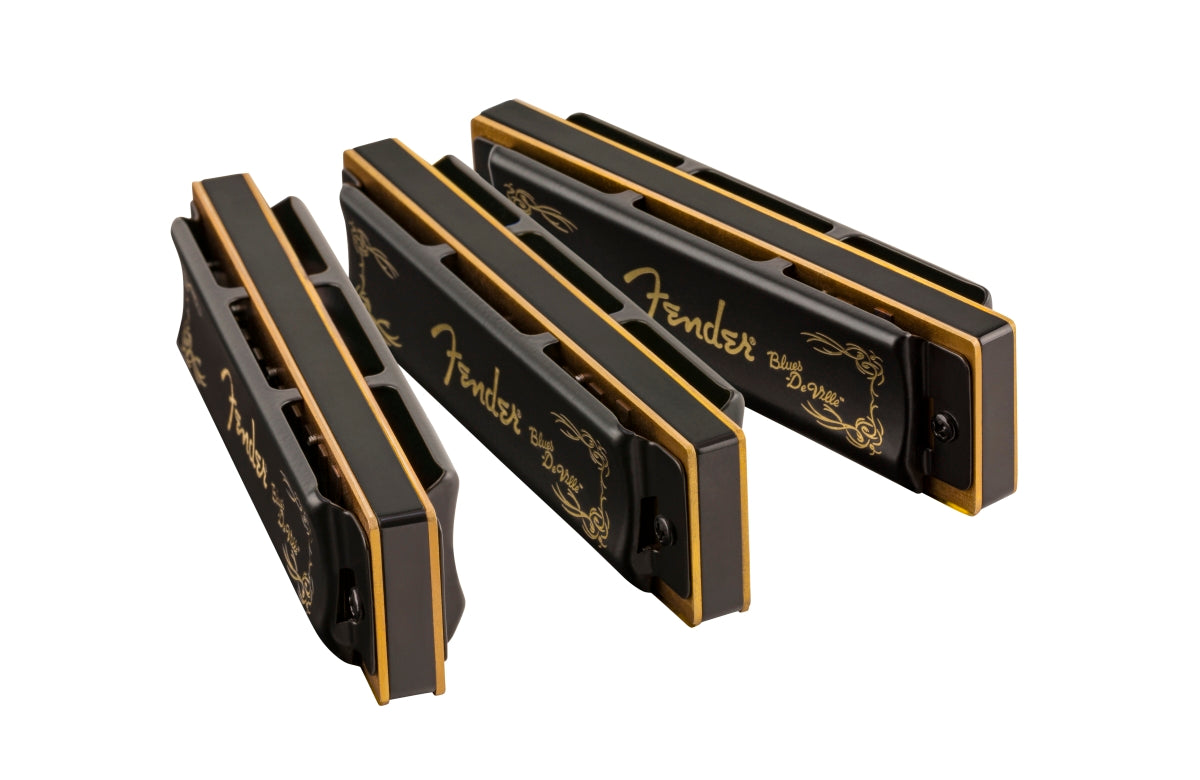 FENDER BLUES DEVILLE HARMONICA 3 PACK C, G & A WITH CASE