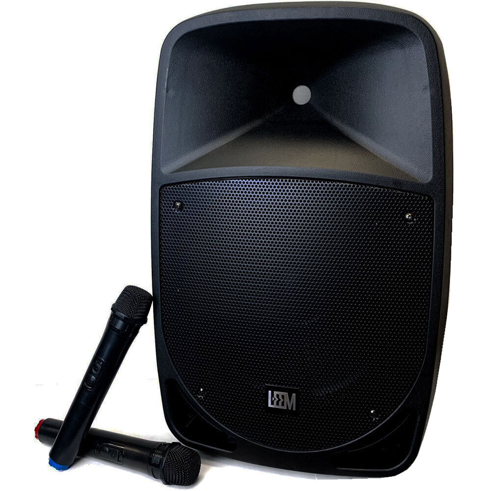 Leem 12 Inch Portable PA UHF Wireless Mics x2