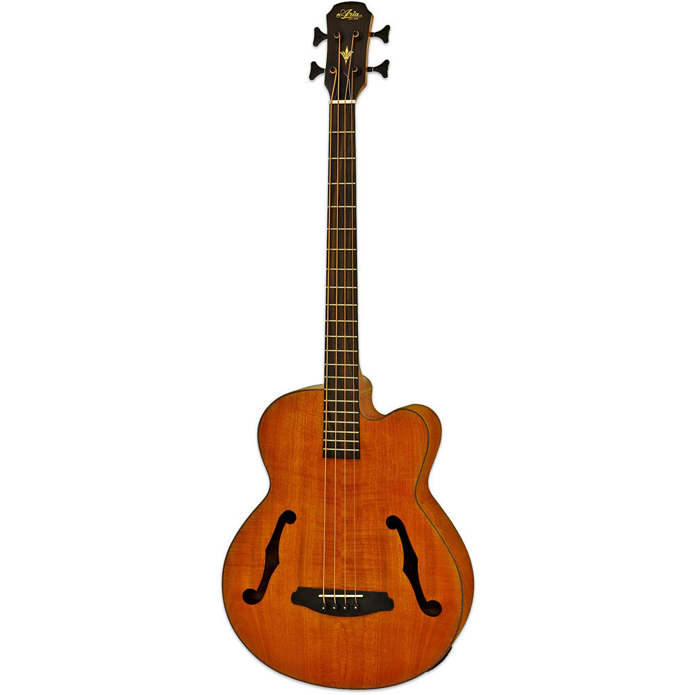 Aria FEB-F2M Elecord Series Medium Scale AC/EL Bass Guitar in Stained Brown - Acoustic Bass