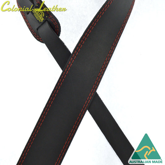 Colonial Leather BASST-RE Basic Leather 2.5" Strap - Double Stitched Red