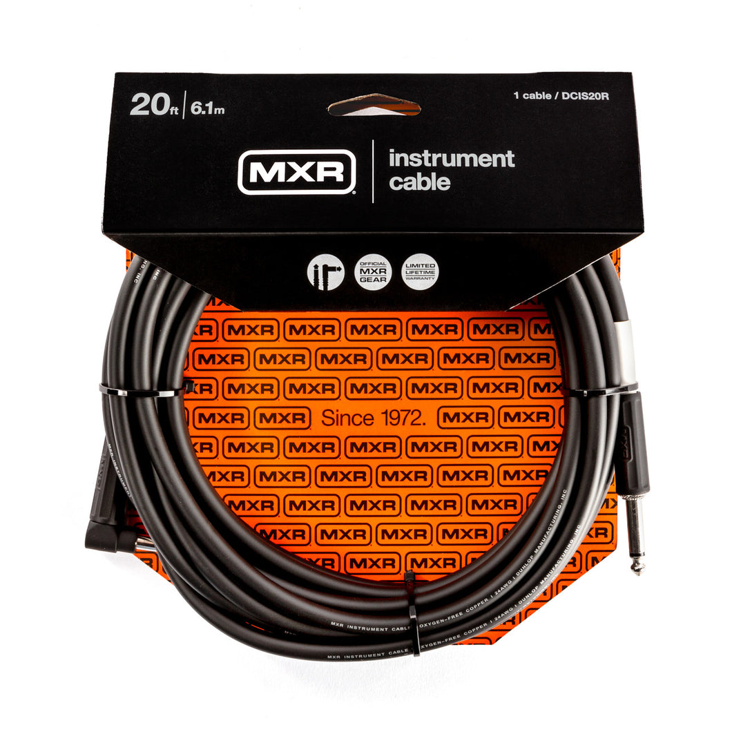 MXR 20' GUITAR CABLE STRAIGHT TO RIGHT ANGLE