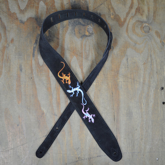 Colonial Leather DSS-ED13 Double Suede Embroidered Strap - Lizards