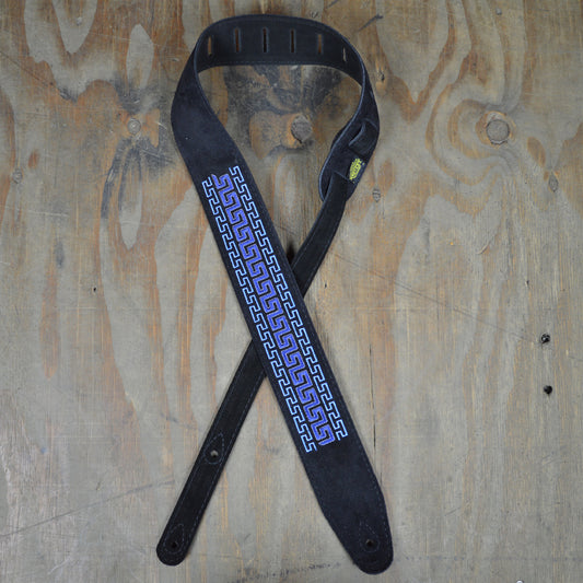 Colonial Leather DSS-ED8 Double Suede Embroidered Strap - Blue & Blue Pattern