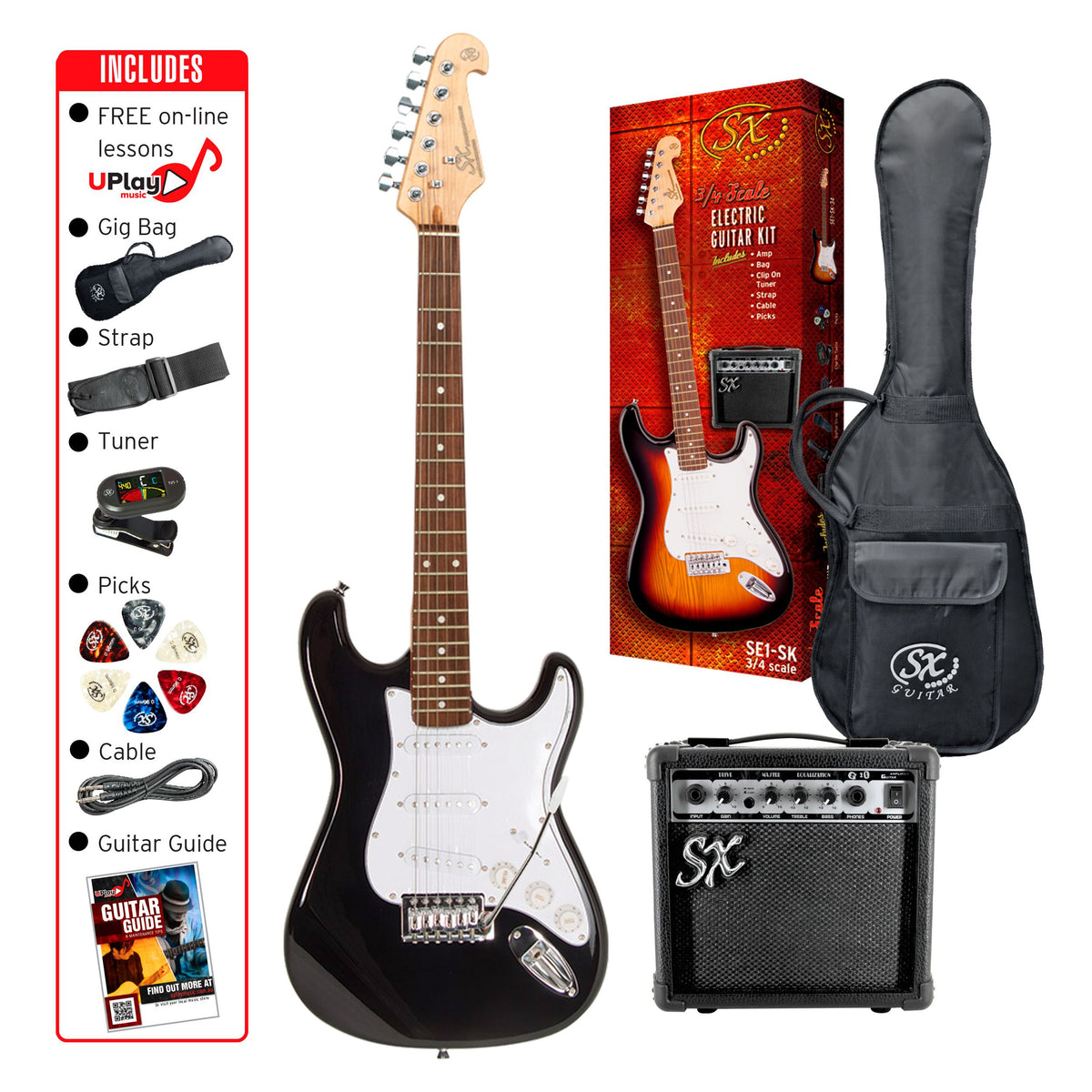 SX SE1SK34B 3/4 ELECTRIC GUITAR KIT