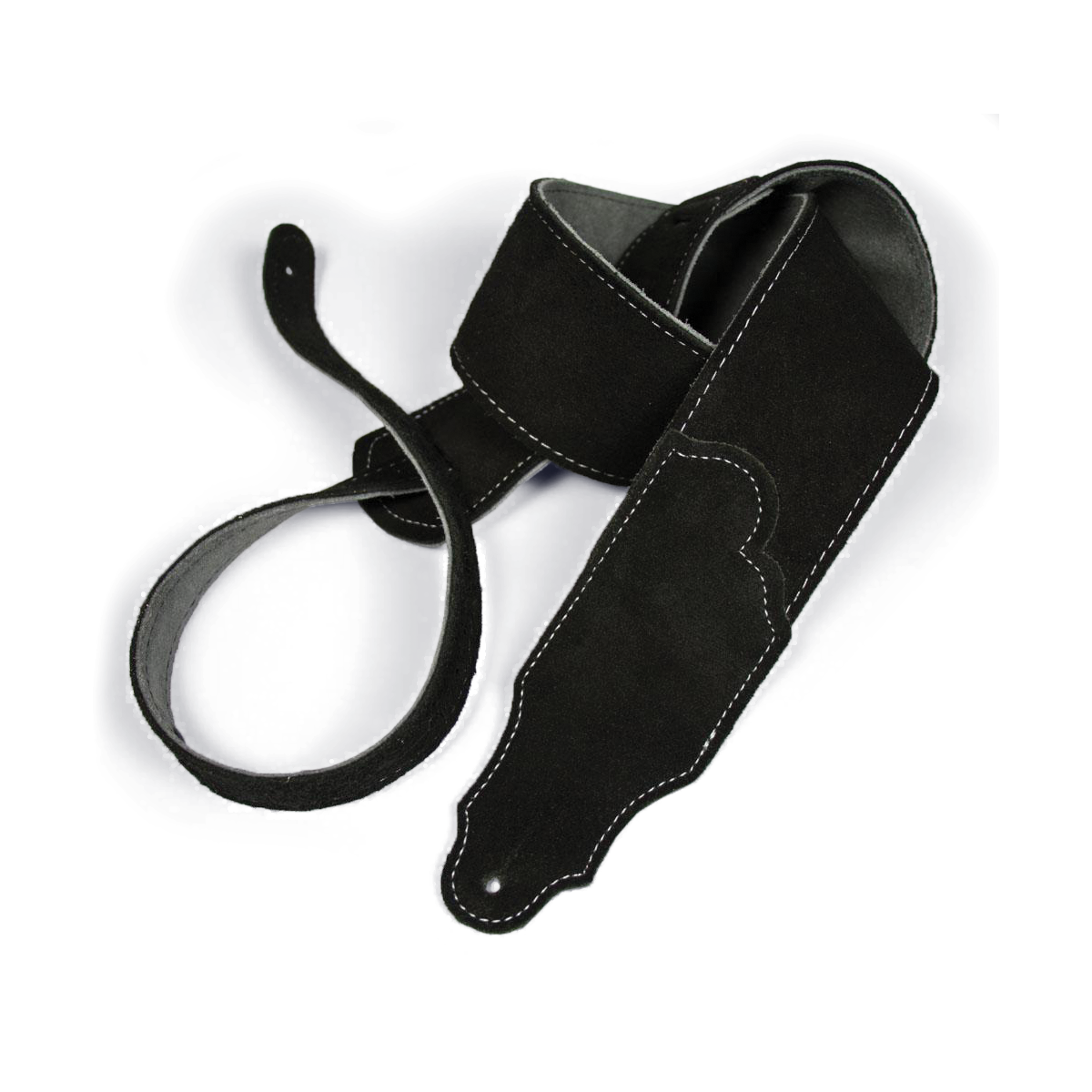 FSS-BK-S - Franklin 2.5" Black Suede/Silver Stitching Strap