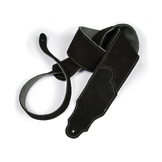FSS-BK-S - Franklin 2.5" Black Suede/Silver Stitching Strap