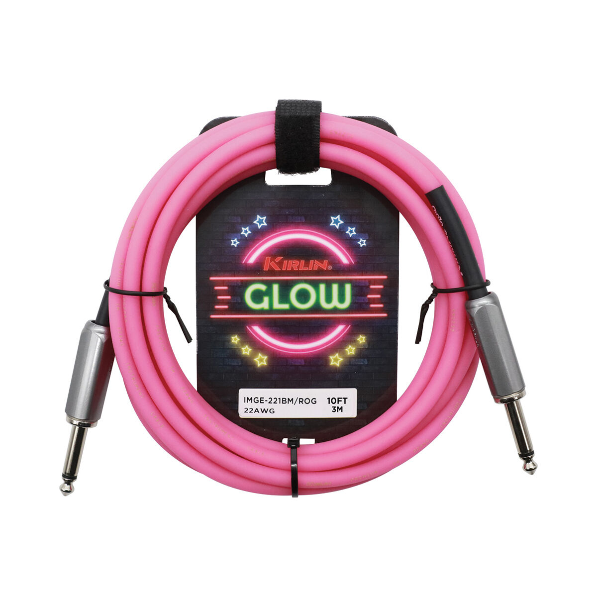Kirlin 10ft Glow Pink Guitar Cable