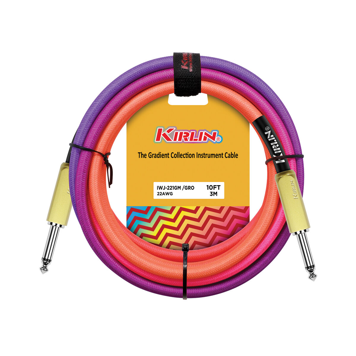 Kirlin 10FT Gradient Inst Cable Pink to Orange [KIWJ-221G-PO-10]