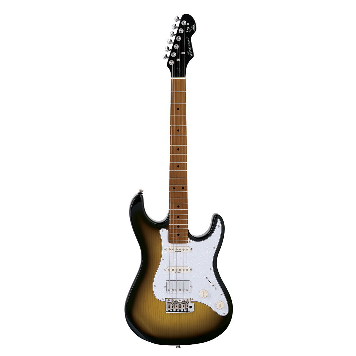 Levinson Sceptre Ventana Dlx 2 Tone Sunburst Double Cutaway HSS w Maple Board