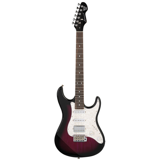 Levinson Sceptre Ventana Deluxe Double Cutaway HSS See Thru Misty Violet w Indian Laurel Board