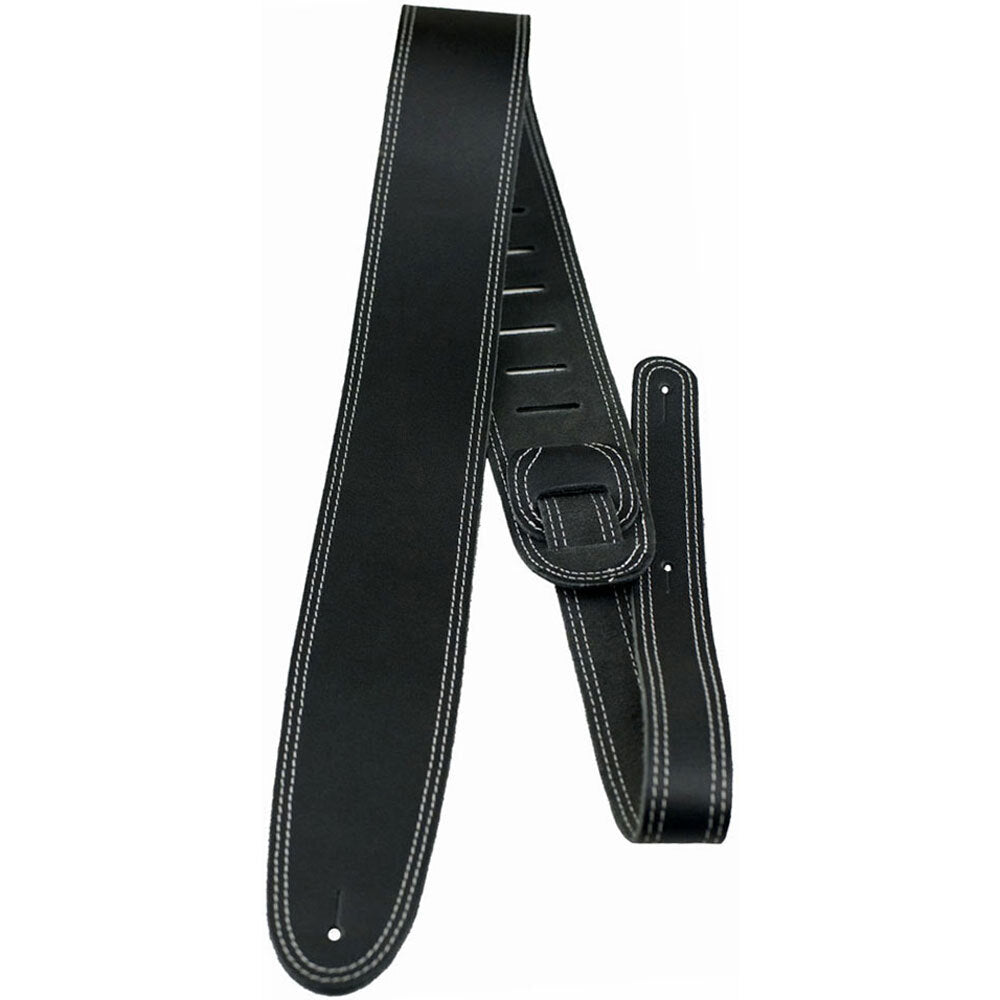 Perris 2.5" Leather Strap DBL Stitch Black