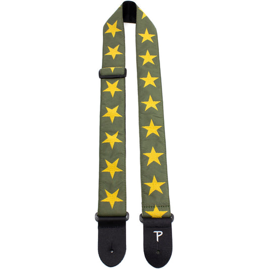 Perris 2" Grn/Gold Stars Jacquard Strap