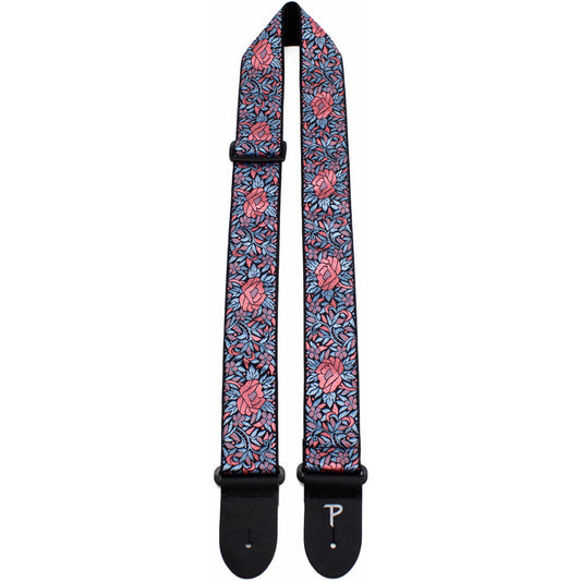 Perris 2" Blue & Red Floral Jacquard Poly Strap - PS7275