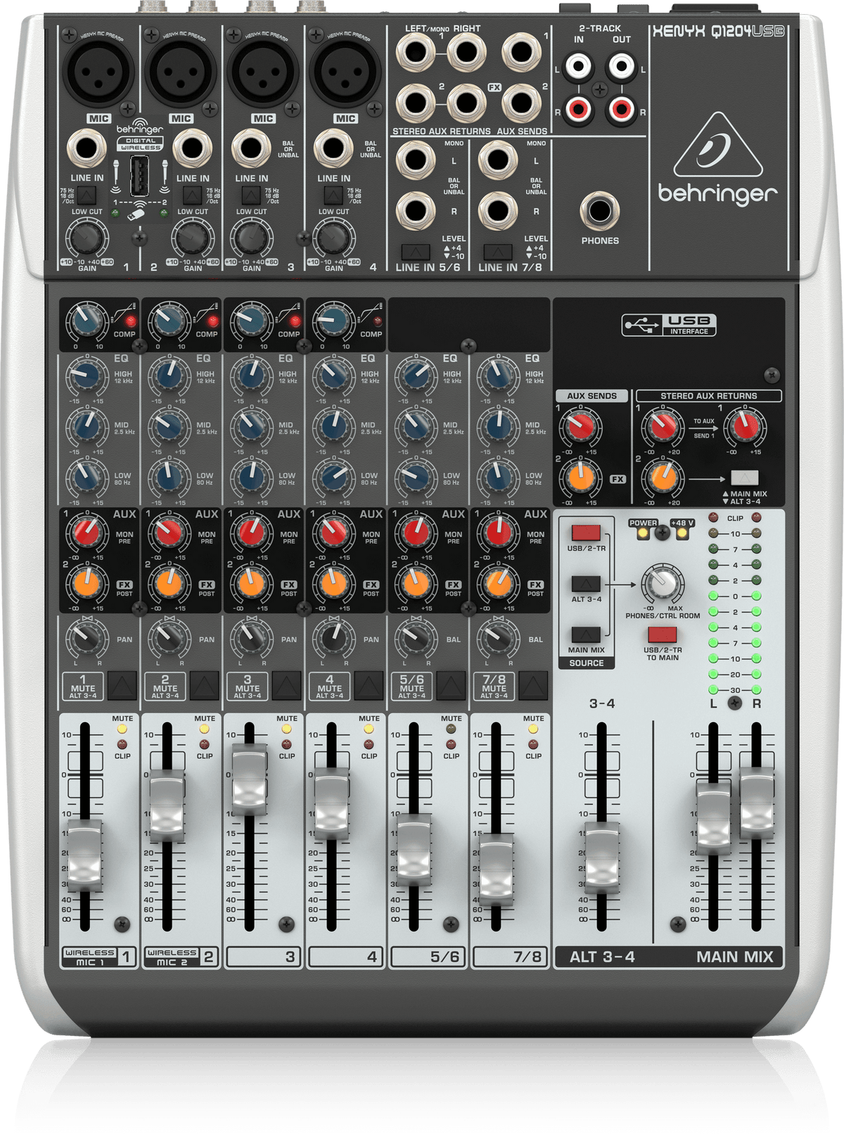 Behringer Xenyx Q1204USB Premium 12-Input, 2/2-Bus Mixer with USB/Audio Interface