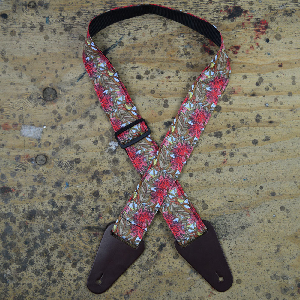 Colonial Leather RSI-22 Aboriginal Art Rag Strap - Red Gum Flower