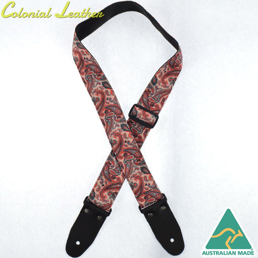 Tan & Red Paisley Rag Guitar Strap