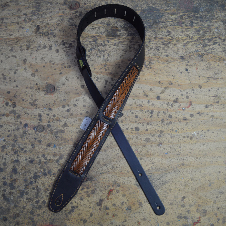 Colonial Leather SOPL-BR Soft Black Leather Brown Plait Strap