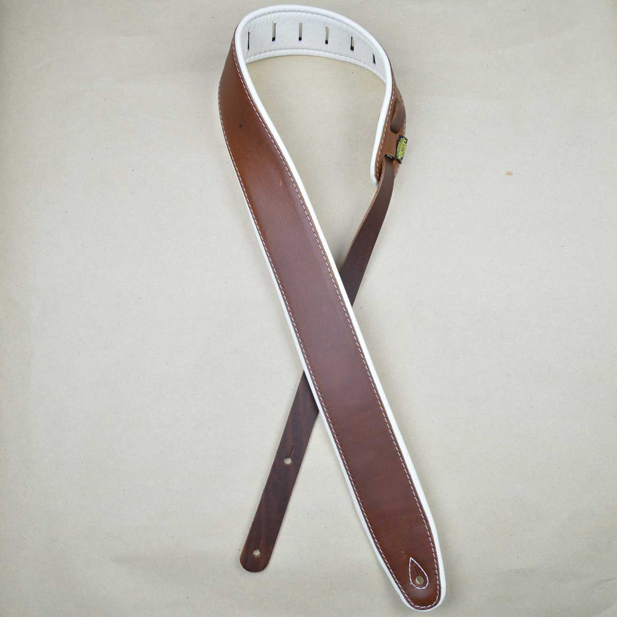 Colonial Leather SOUP25-BRWH Upholstery Backed & Padded 2.5" Strap - Brown/White