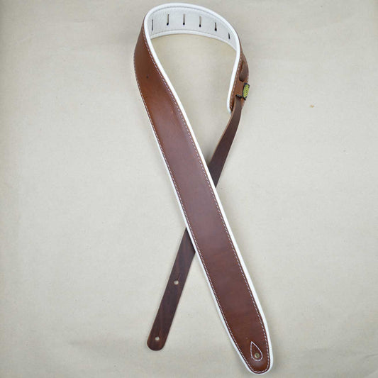 Colonial Leather SOUP25-BRWH Upholstery Backed & Padded 2.5" Strap - Brown/White