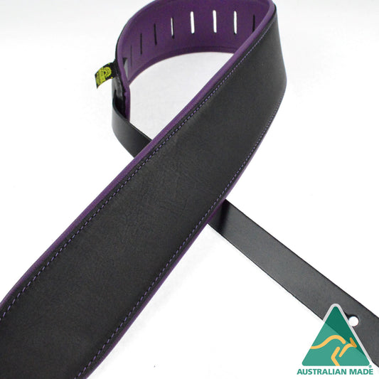 Colonial Leather Black/Purple Upholstery Backed & Padded 2.5" Strap