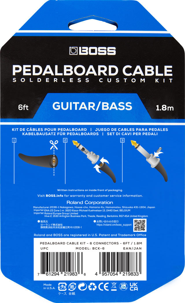 Boss 6ft Solderless Pedalboard Cable Kit