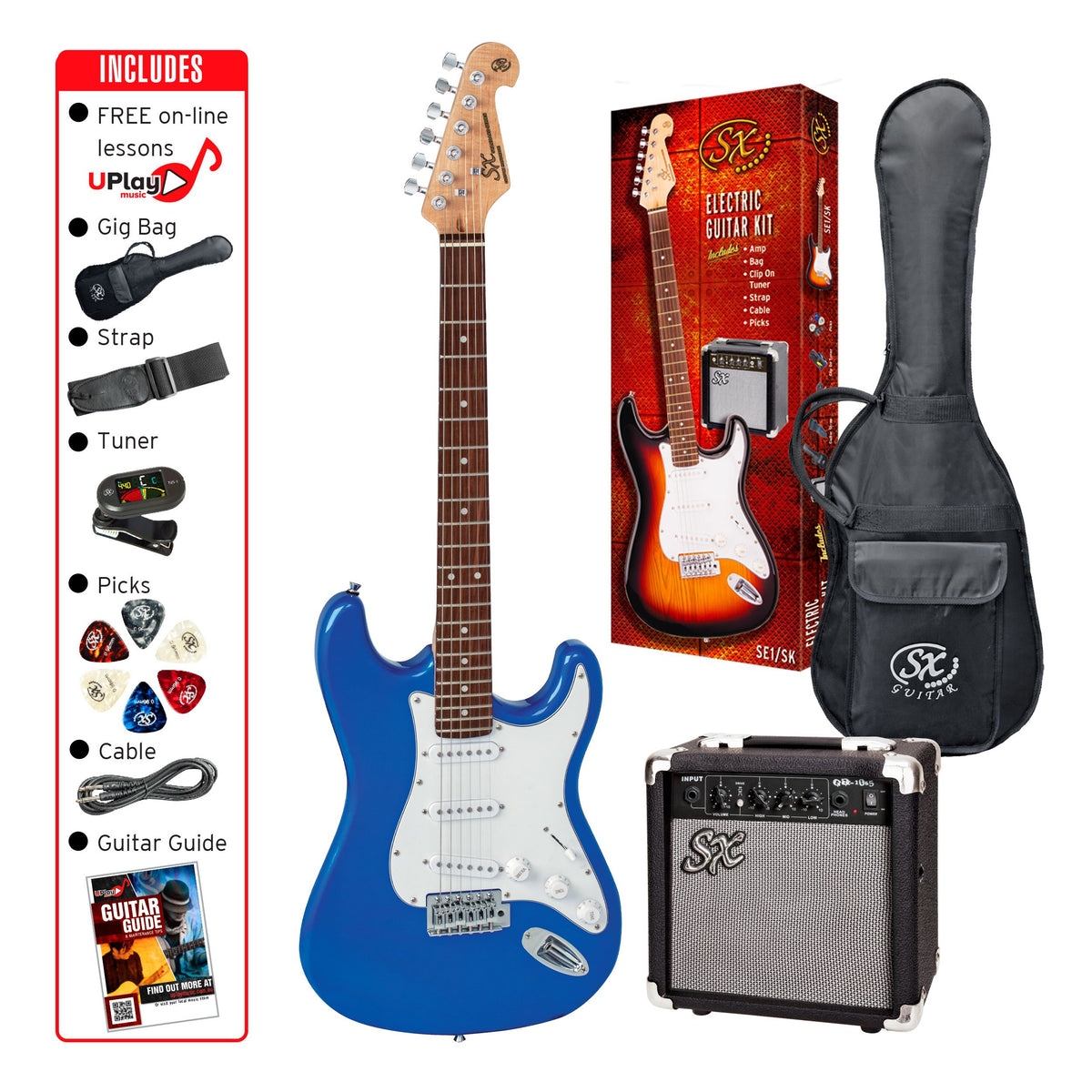 SX SE1SKEB ELECTRIC GUITAR KIT ELECTRIC BLUE