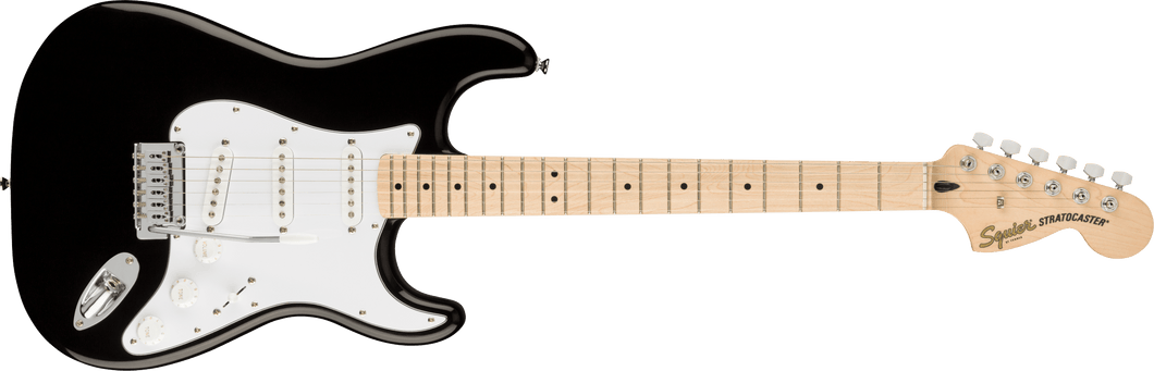 Squier Affinity Series Stratocaster, Maple Fingerboard, White Pickguard - Black