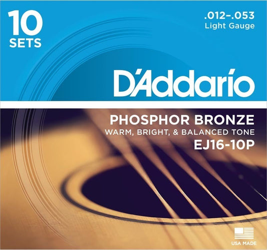 D'Addario EJ16 PROPACK PHOS BRONZE LIGHT 10 Pack